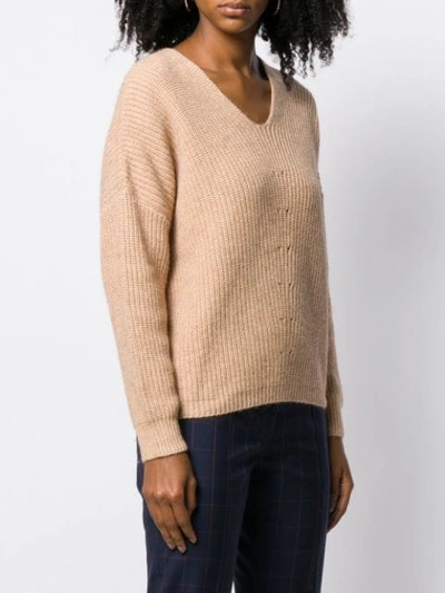 Shop Bellerose V-neck Knitted Jumper In Brown