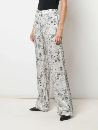 Shop Off-white Printed Crepe Trousers In White
