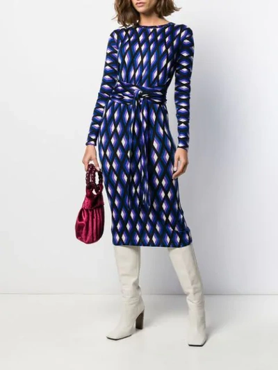 Shop Diane Von Furstenberg Geometric Print Midi Dress In Blue