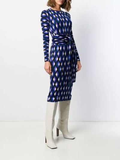 Shop Diane Von Furstenberg Geometric Print Midi Dress In Blue