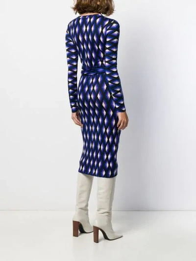 Shop Diane Von Furstenberg Geometric Print Midi Dress In Blue