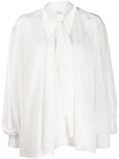 Shop Givenchy Pussycat Bow Long-sleeved Blouse In White