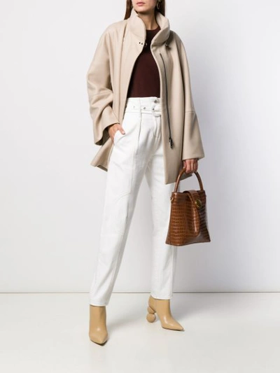 Shop Fay Oversized High-neck Coat In Neutrals