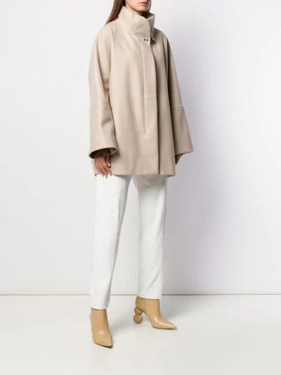 Shop Fay Oversized High-neck Coat In Neutrals
