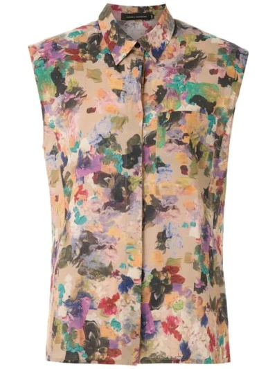 Shop Andrea Marques Structured Shoulders Printed Shirt In Multicolour