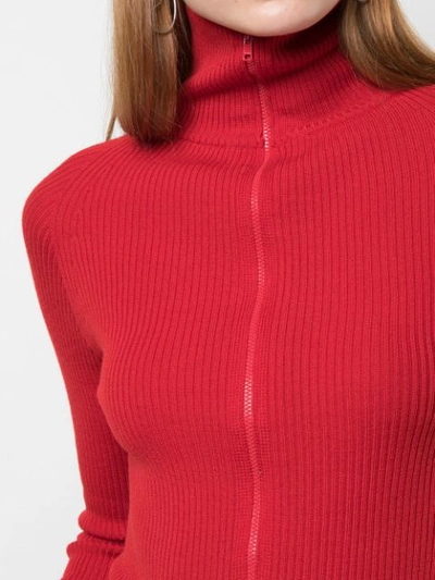 Shop Yohji Yamamoto Zipped Knitted Sweater In Red