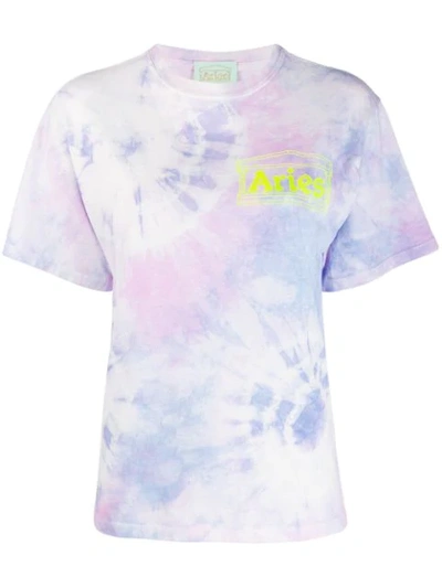 Shop Aries Tie-dye Print T-shirt In Purple