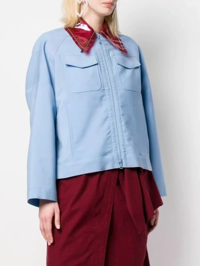 Shop N°21 Nº21 Transparent Contrast Collar Shirt Jacket - Blue