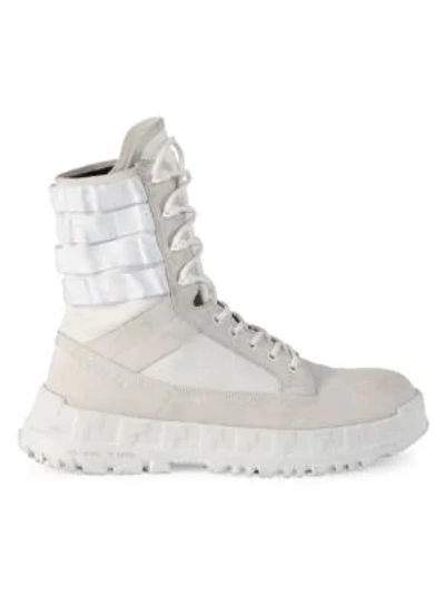 Shop Versace Desert Boots In Bianco