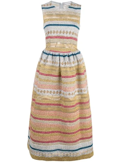 Shop Molly Goddard Striped Midi Dress In Multi