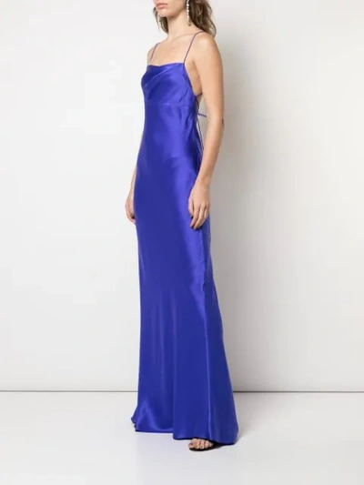 Shop Michelle Mason Cowl-neck Bias Gown In Purple