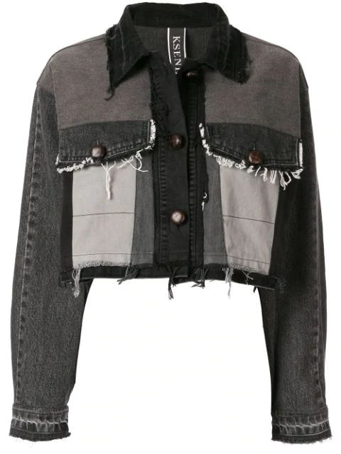 grey cropped denim jacket