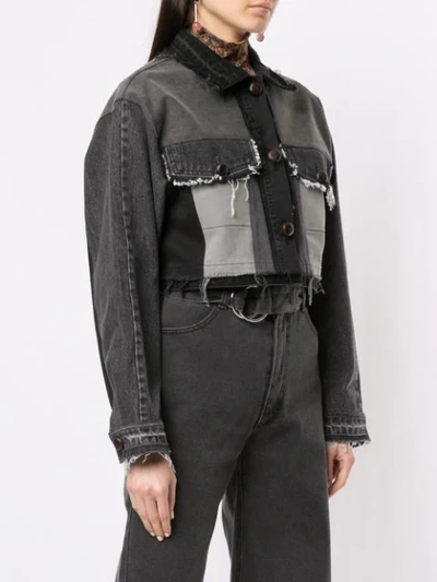 Shop Kseniaschnaider Cropped Denim Jacket In Grey