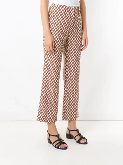 Shop Andrea Marques Printed Low Rise Trousers In Brown