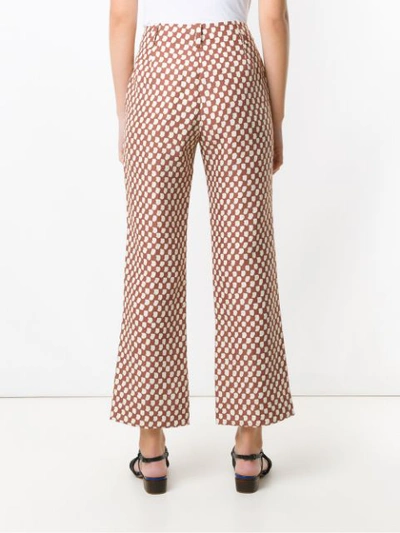 Shop Andrea Marques Printed Low Rise Trousers In Brown