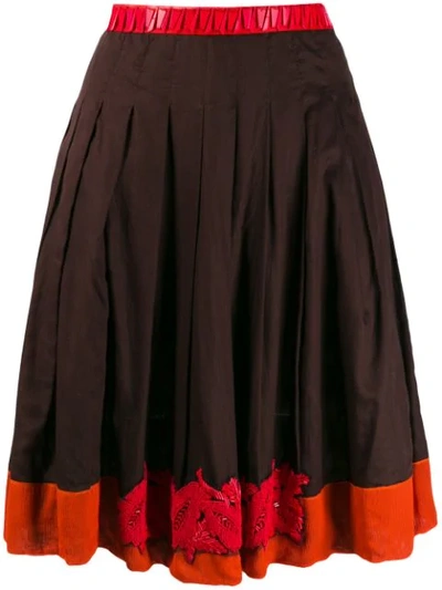 Pre-owned Prada Bead Embroidered Skirt In Brown