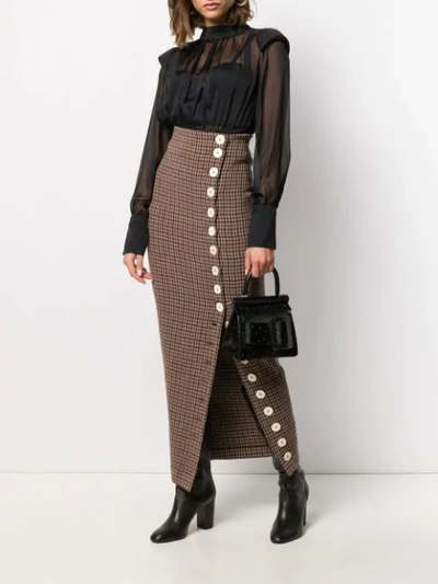 Shop A.w.a.k.e. Buttoned Maxi Skirt In Beige/brown