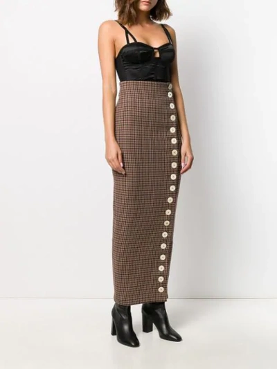 Shop A.w.a.k.e. Buttoned Maxi Skirt In Beige/brown