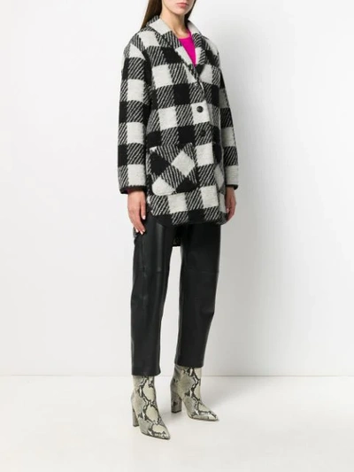 Shop Woolrich Check Pattern Coat In White