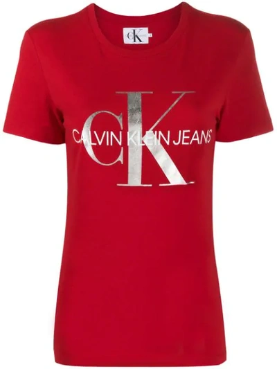 Shop Calvin Klein Jeans Est.1978 Logo Print T In Red