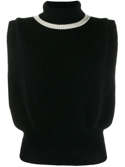 Shop Cashmere In Love Roll-neck Jade Vest In Black