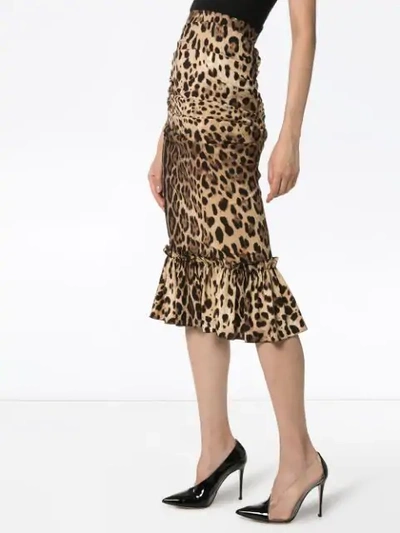 Shop Dolce & Gabbana Leopard-print Ruffle Skirt In Brown
