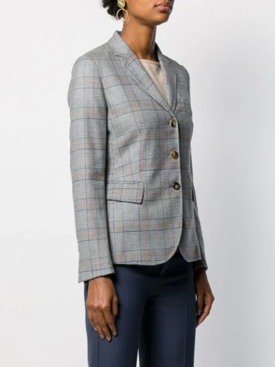 Shop Alberto Biani Check-pattern Fitted Blazer In Blue