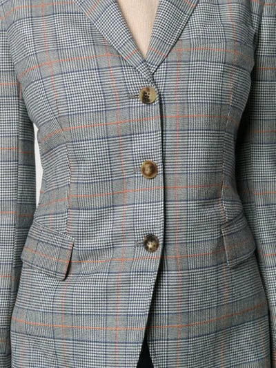 Shop Alberto Biani Check-pattern Fitted Blazer In Blue