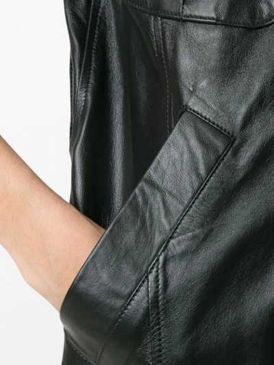 Shop Andrea Bogosian Leather Short Sleeves Coat In Noir