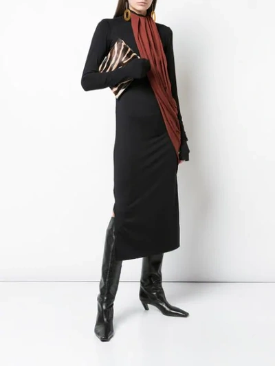 Shop Marina Moscone Two-tone Long Dress In Black