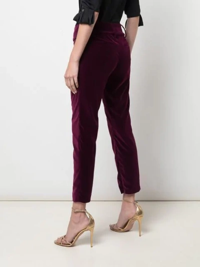 Shop Alice And Olivia Stacey Slim-fit Cropped Trousers In Purple