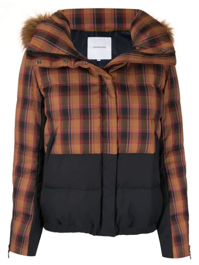 Shop Loveless Detachable Hooded Plaid Jacket In Brown
