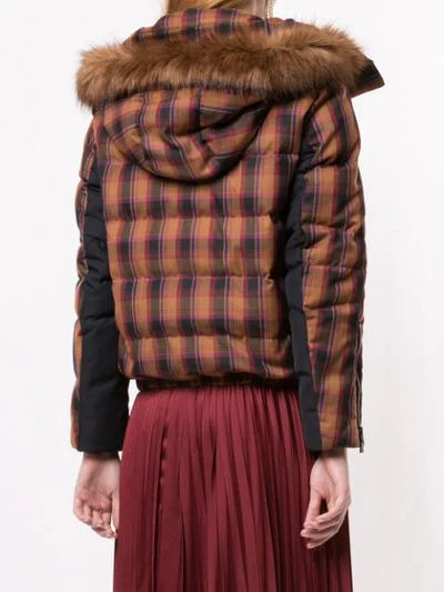 Shop Loveless Detachable Hooded Plaid Jacket In Brown