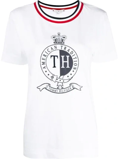 Shop Tommy Hilfiger Printed Logo T-shirt In White
