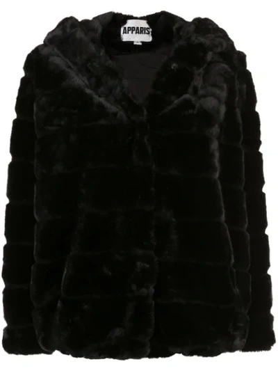 Shop Apparis Goldie Short Faux-fur Coat In Black