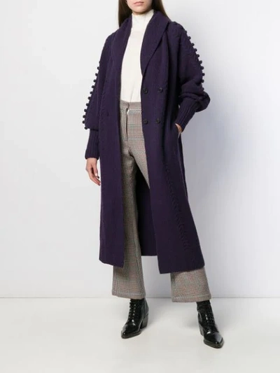 Shop Temperley London Bobble Detail Long Cardi-coat In Purple