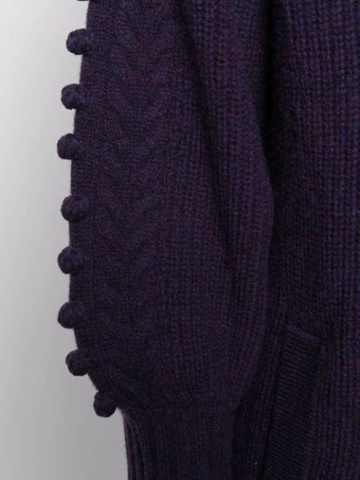 Shop Temperley London Bobble Detail Long Cardi-coat In Purple