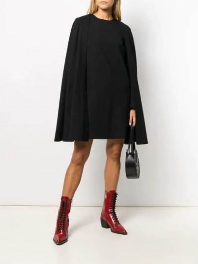 Shop Sara Battaglia Cape-style Mini Dress In Black