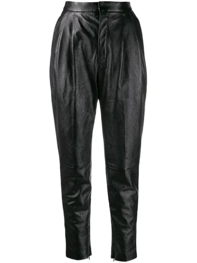 Shop Saint Laurent High-waisted Pleat Detail Trousers In Black