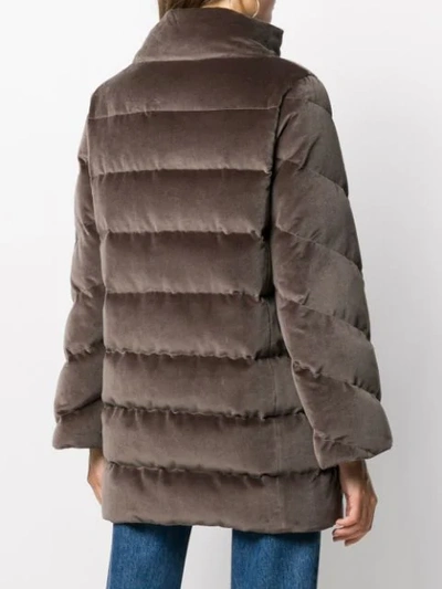 Shop Etro Panelled Padded Coat In 2 Grey