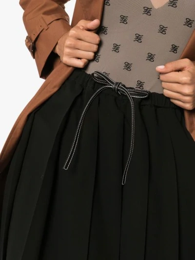 Shop Loewe Pleated Mid-length Skirt In Black