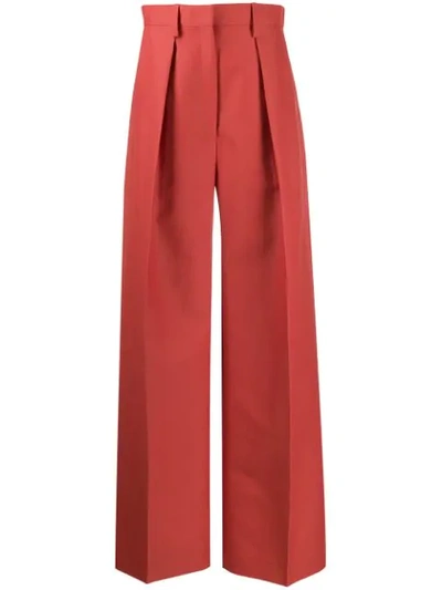 Shop Jacquemus Pleated Details Palazzo Trousers In Orange