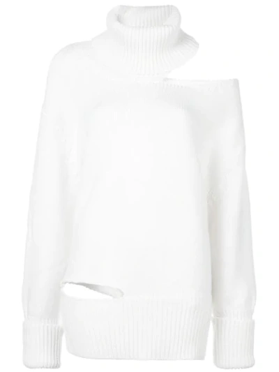Shop Monse One Shoulder Knit Jumper In White