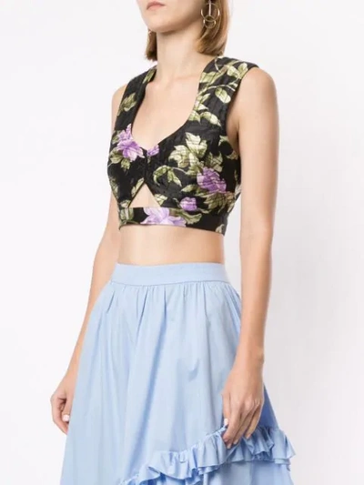 Shop Alice Mccall Wild Flowers Cropped Top In Black
