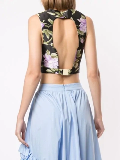 Shop Alice Mccall Wild Flowers Cropped Top In Black