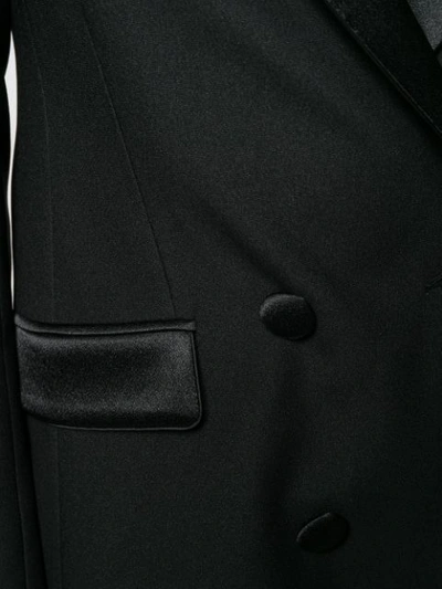 Shop Hebe Studio Double-breasted Tuxedo Blazer In Black