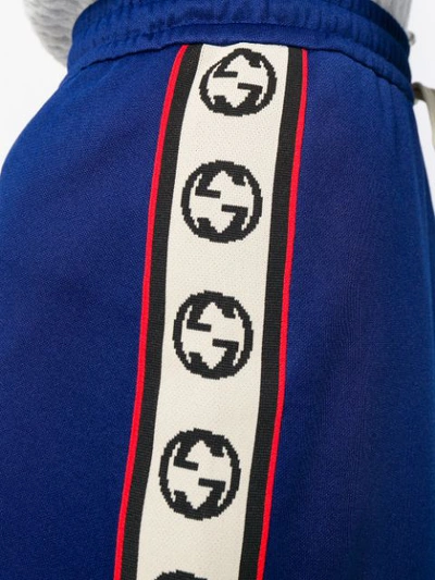 Shop Gucci Logo Track Skirt In Blue