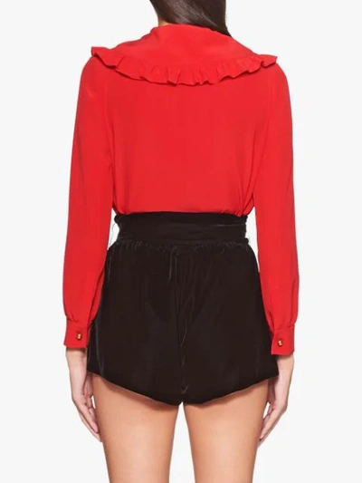 Shop Miu Miu Crepe De Chine Blouse In Red