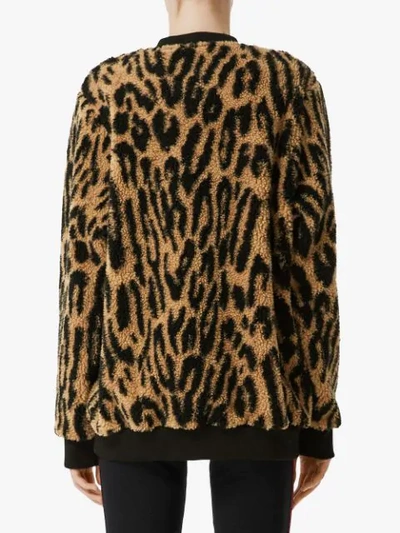 Shop Burberry Graphic Logo Leopard Print Sweatshirt In Brown