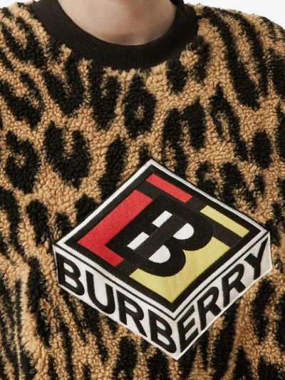 Shop Burberry Graphic Logo Leopard Print Sweatshirt In Brown